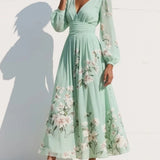 Adrienne | Abito Midi Chiffon Scollo a V Floreale
