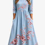 Alora | Abito Midi Floreale Blu Cielo