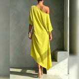 Asymara | Abito Midi Monospalla Drappeggiato