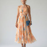 Aurèle | Abito Midi Halter Fluido