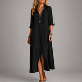 Calista | Abito Maxi Camicia Bottoni Boho