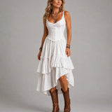 Celestia | Abito Midi Corsetto Pizzo Stratificato