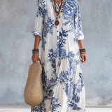 Celestina | Abito Maxi Camicia Floreale Bottoni