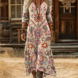 Celina | Abito Lungo Fluido Stampa Bohemien