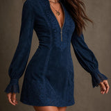 Celina | Abito Mini Zip Pizzo Elegante