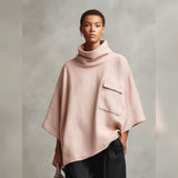 Drappé | Top Poncho Collo Sciarpa Rosa Cipria