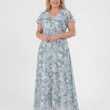 Elosia | Abito Lungo Chiffon Floreale Maniche Flutter
