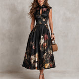 Elowen | Abito Midi Satin Keyhole Plissettato