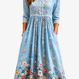 Floriella | Abito Midi Floreale Scollo Pizzo