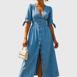 Indigo | Abito Denim Midi Cinturato
