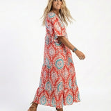 Indira | Abito Midi Scollo a V Stampa Paisley