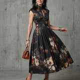 Isolde | Abito Midi Collo Alto Keyhole Floreale