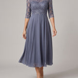 Isolde | Abito Midi Pizzo Maniche Lunghe