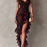 Isolde | Abito Midi Sweetheart Pizzo Volant Asimmetrico