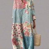 Kalena | Abito Midi Patchwork Stampa Mista