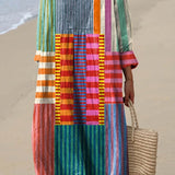Kiara | Abito Midi Blocchi Colorati Scollo a V