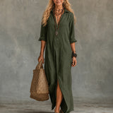 Lorraine | Abito Maxi Camicia Bottoni Maniche Lunghe