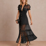 Luminara | Abito Maxi Pizzo Trasparente