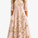Magnolia | Abito Midi Stampa Floreale Tasche