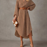 Marlena | Abito Midi Camicia Righe Verticali