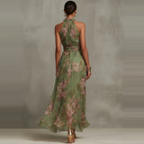 Meridiana | Abito Lungo Chiffon Floreale Schiena Scoperta