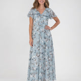 Mirelle | Abito Maxi Chiffon Scollo V Maniche Svolazzanti