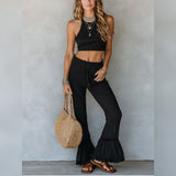 Ondine | Pantaloni Flare Maglia a Coste