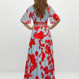 Roselle | Abito Maxi Scollo V Stampa Floreale