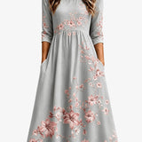 Rosemere | Abito Midi Floreale Grigio Argento