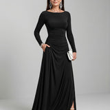 Sienna | Abito Maxi Collo Barca Maniche Lunghe