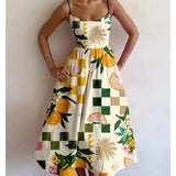 Solaria | Abito Midi Stampa Agrumi Boho