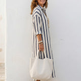 Striata | Abito Midi Camicia A Righe