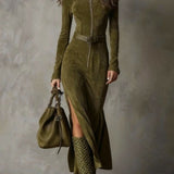 Vesper | Abito Midi Zip Cinturato