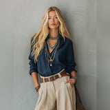 Vesper | Top Maglia Maniche Lunghe Misto Lino