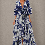 Violante | Abito Maxi Chiffon Volant Cinturato