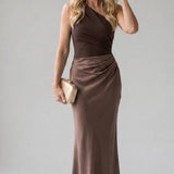 Violetta | Abito Maxi Satin Asimmetrico